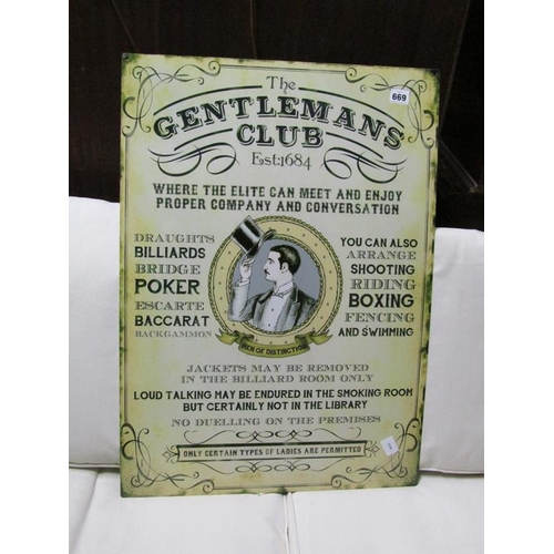 669 - GENTLEMANS CLUB SIGN