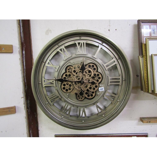 137 - MODERN MOVING COGS WALL CLOCK