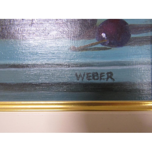 145 - TWO FRAMED OILS - WEBER STILLS LIFES; PRINT