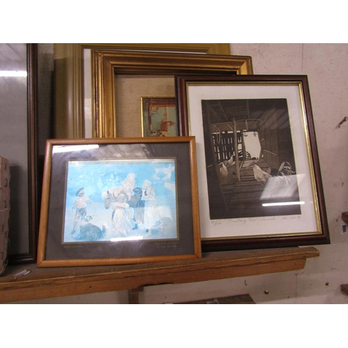 149 - QTY OF FRAMED PICTURES AND PRINTS, MIRROR