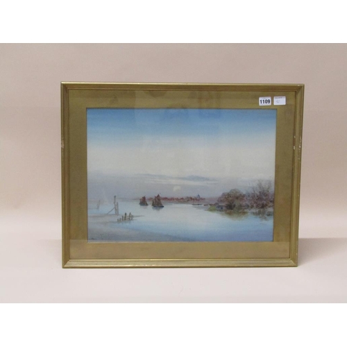 1109 - A E SAUNDERS, NORFOLK COASTAL SCENE SIGNED WATERCOLOUR F/G 36 x 49 cms