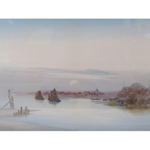 1109 - A E SAUNDERS, NORFOLK COASTAL SCENE SIGNED WATERCOLOUR F/G 36 x 49 cms