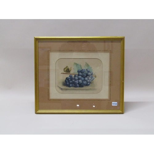 1112 - JOSIENA HENRIETTE PROCQUETTE c.1868, GRAPES WITH BUTTERFLY, WATERCOLOUR F/G; BEIN LEACOCH - LOCH SCA... 