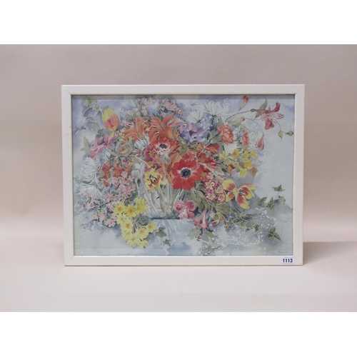 1113 - GILLIAN FRENCH, BOUQUET OF FLOWERS IN A VASE, PRINT F/G 44 x 59 cms