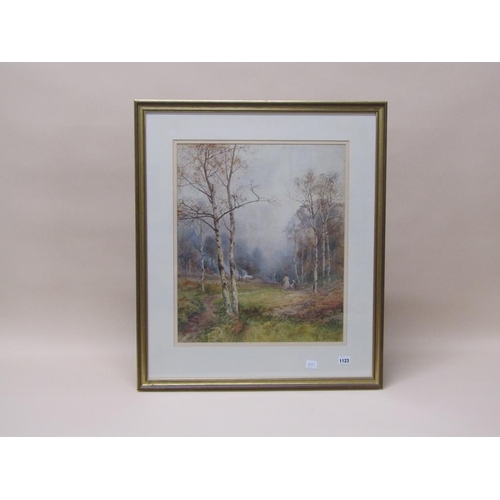 1123 - PAUL BERTRAM '97, FAGGOT GATHERER IN A WOODLAND SETTING, SIGNED AND DATED WATERCOLOUR F/G 55 x 46 cm... 