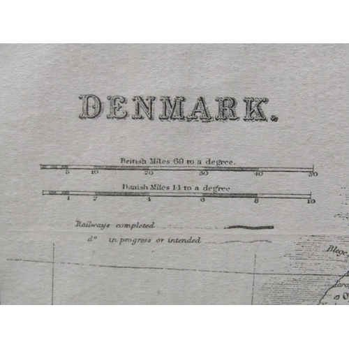 1128 - FRAMED LONDON ILLUSTRATED NEWS MAP OF DENMARK F/G 55 x38 cms