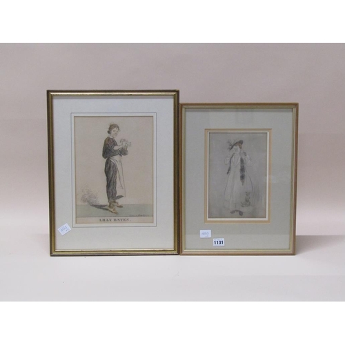 1131 - TWO HIGHLIGHTED PENCIL SKETCHES DRAWN BY GEORGE BUTCHER, ONE TITLED LILY BATES THE OTHER A LADY IN D... 