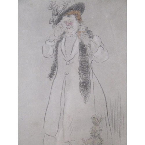 1131 - TWO HIGHLIGHTED PENCIL SKETCHES DRAWN BY GEORGE BUTCHER, ONE TITLED LILY BATES THE OTHER A LADY IN D... 