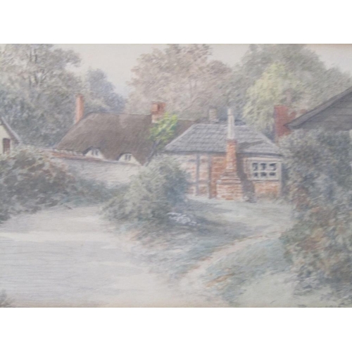 1140 - H BRAY - SERIES OF FOUR F/G WATERCOLOURS - RURAL VILLAGE SETTINGS, EACH APPROX 12CM X 21CM