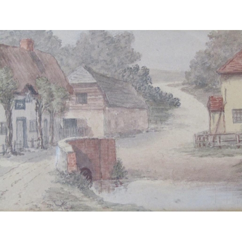 1140 - H BRAY - SERIES OF FOUR F/G WATERCOLOURS - RURAL VILLAGE SETTINGS, EACH APPROX 12CM X 21CM