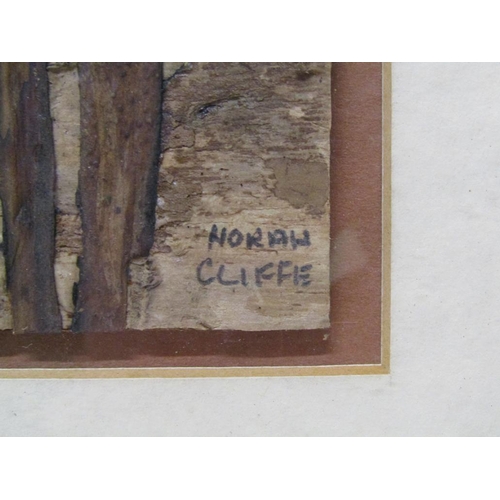 1170 - NORAH CLIFFE - TWO BARK PICTURES, F/G, 30CM X 25CM & 21CM X 14CM