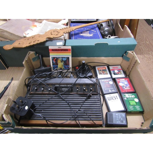 262 - VINTAGE ATARI GAME SYSTEM WITH JOYSTICKS AND GAMES; SEGA MEGA DRIVE AND GAMES; ACCESSORIES AND CONTR... 