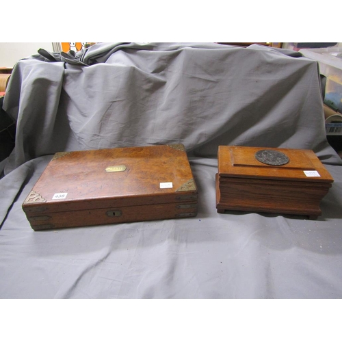 438 - BURR WALNUT CANTEEN BOX; CADDY