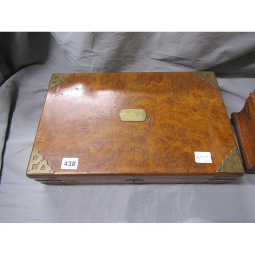 438 - BURR WALNUT CANTEEN BOX; CADDY