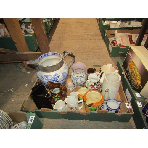 455 - BOX OF MIXED CHINA - JUGS, COFFEE POTS ETC