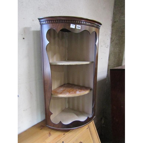 709 - MAHOGANY CORNER CUPBOARD