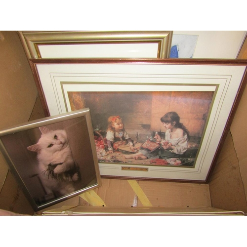 528 - BOX OF FRAMED PICTURES AND PRINTS