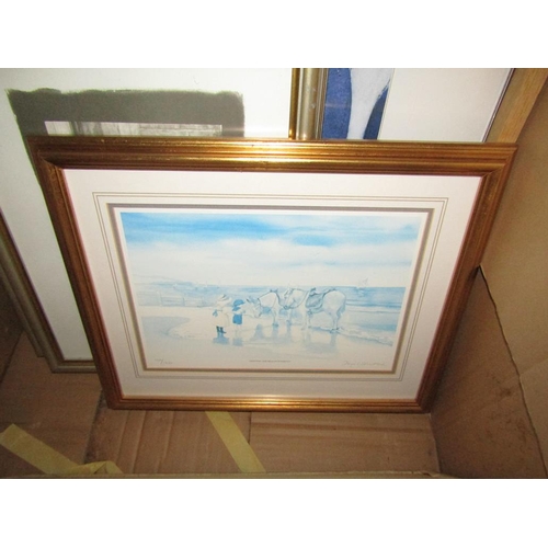 528 - BOX OF FRAMED PICTURES AND PRINTS