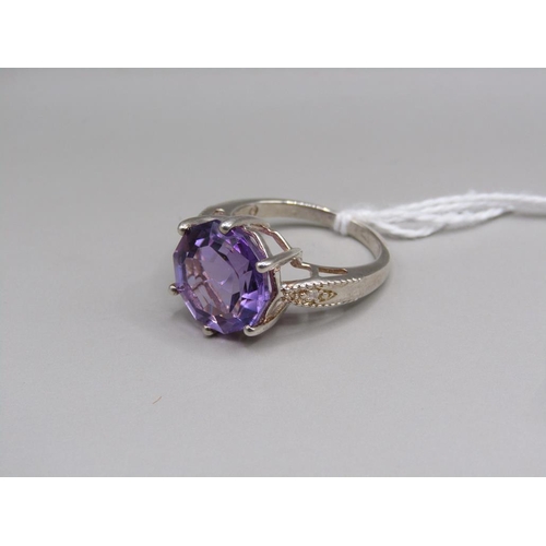 1444 - SILVER AND AMETHYST RING SIZE O