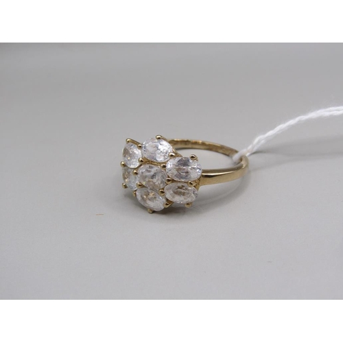 1446 - GOLD WHITE ZIRCON CLUSTER RING SIZE S