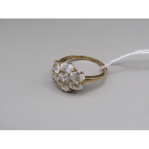 1446 - GOLD WHITE ZIRCON CLUSTER RING SIZE S