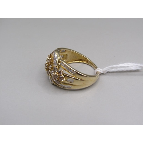 1448 - GOLD CHAMPAGNE/WHITE DIAMOND RING SIZE O