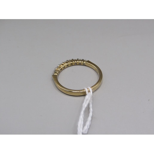 1449 - GOLD 9 STONE SDIAMOND HALF ETERNITY RING SIZE N