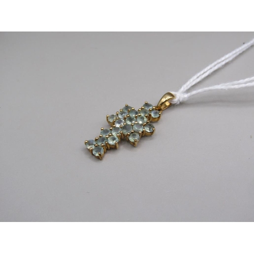 1453 - GOLD AQUAMARINE SET CROSS