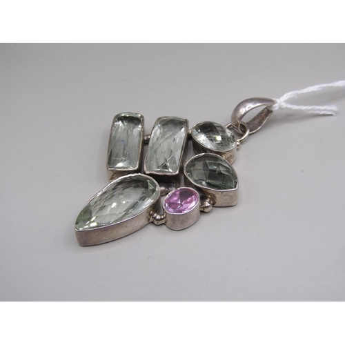 1471 - SILVER GREEN AMETHYST PENDANT