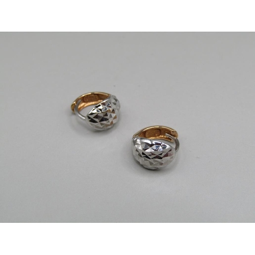 1417 - PAIR OF 18ct TWO COLOUR GOLD EARRINGS