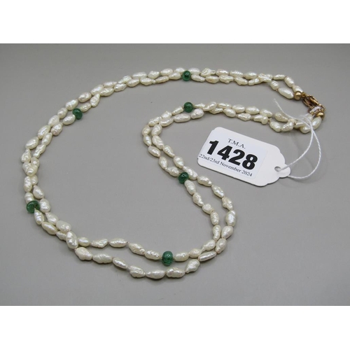 1428 - CULTURED PEARL NECKLACES WITH GOLD CLASPS