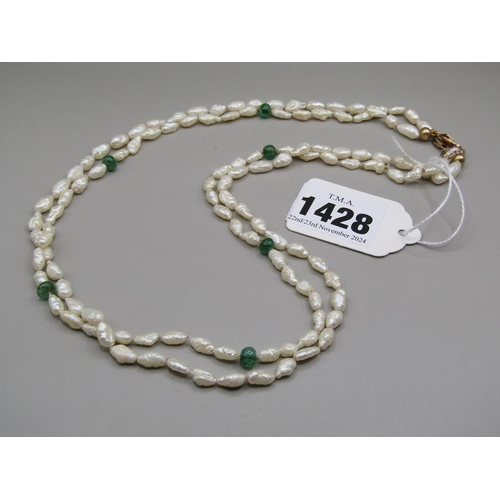 1428 - CULTURED PEARL NECKLACES WITH GOLD CLASPS