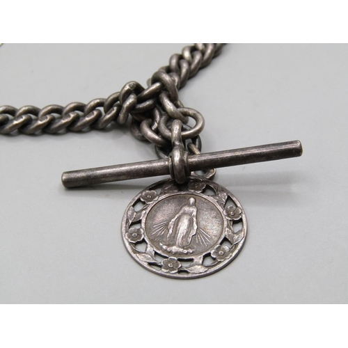 1429 - STERLING SILVER ALBERT CHAIN AND PENDANT