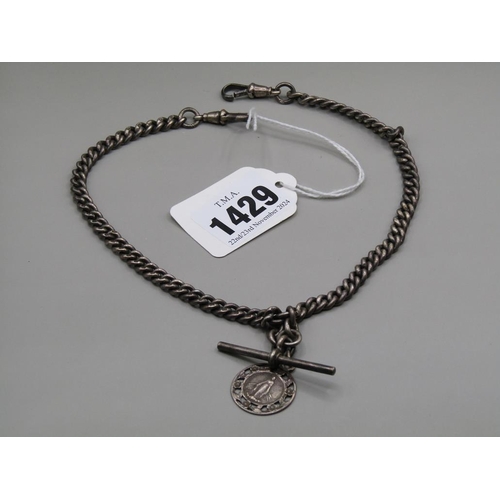 1429 - STERLING SILVER ALBERT CHAIN AND PENDANT