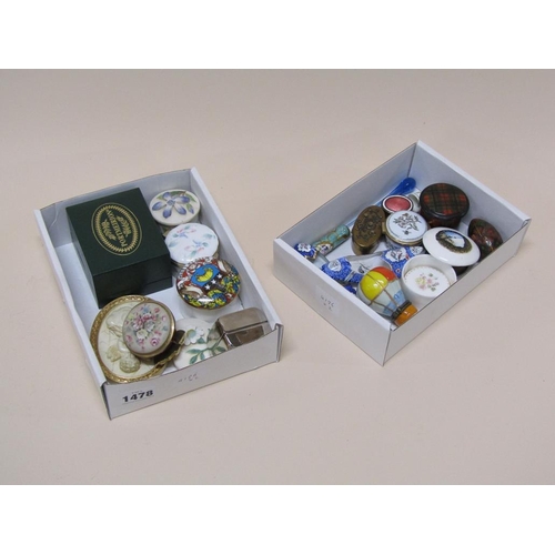 1478 - TWO BOXES OF ENAMEL AND OTHER BOXES AND COVERS