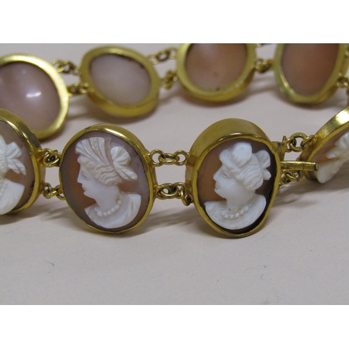 1374 - GILT METAL CAMEO NECKLACE, BRACELET AND EARRINGS