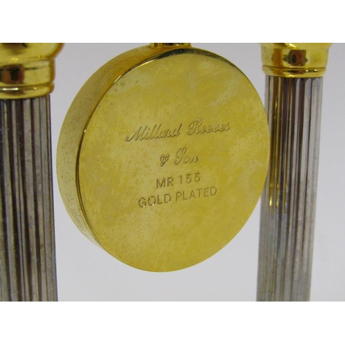 1382 - MILLARD REEVES AND SONS GOLD PLATED MANTEL CLOCK