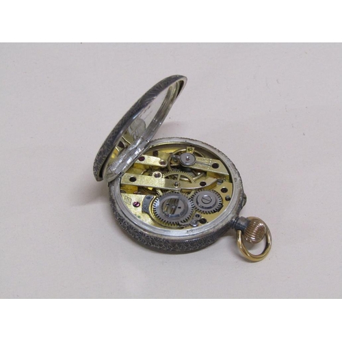 1387 - TWO PARKER PENS AND A SILVER ENAMEL DIAL FOB WATCH