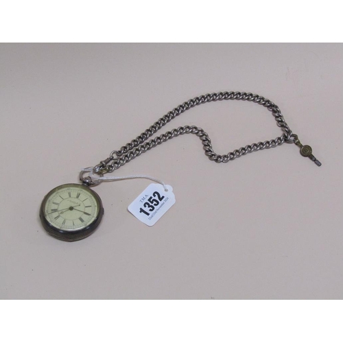 1352 - E HARRIS AND CO. LIVERPOOL SILVER POCKET WATCH AND SILVER ALBERT CHAIN