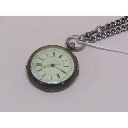 1352 - E HARRIS AND CO. LIVERPOOL SILVER POCKET WATCH AND SILVER ALBERT CHAIN