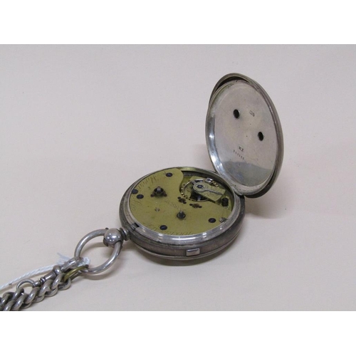 1352 - E HARRIS AND CO. LIVERPOOL SILVER POCKET WATCH AND SILVER ALBERT CHAIN