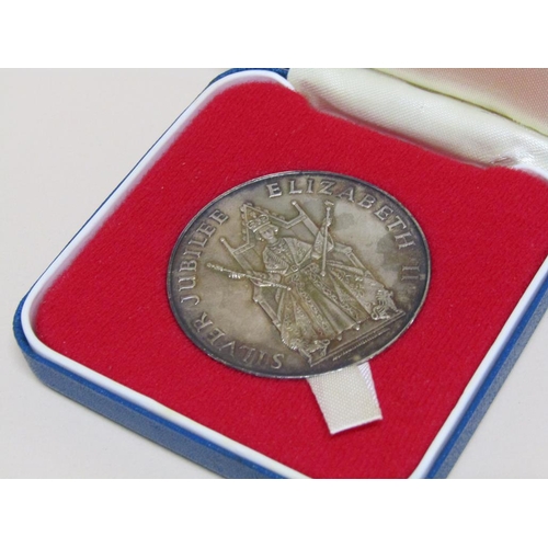 1354 - TWO ELIZABETH II SILVER JUBILEE MEDALLIONS