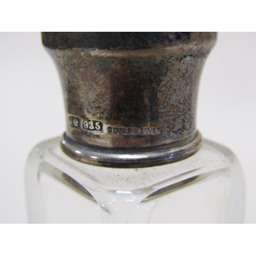 1356 - LEATHER CASED SILVER TOP GLASS TRAVEL PERFUME BOTTLES