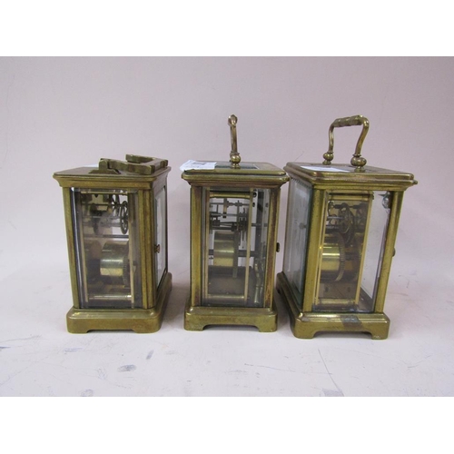 1287 - THREE BRASS CARRIAGE CLOCKS (FOR REPAIR)