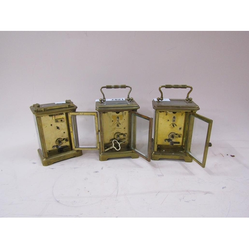 1287 - THREE BRASS CARRIAGE CLOCKS (FOR REPAIR)