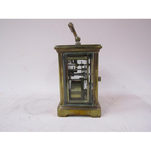 1296 - MINIATURE BRASS CARRIAGE CLOCK BY HENRY WELLS OF SHREWSBURY IN BOX 10cms H