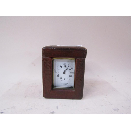 1296 - MINIATURE BRASS CARRIAGE CLOCK BY HENRY WELLS OF SHREWSBURY IN BOX 10cms H