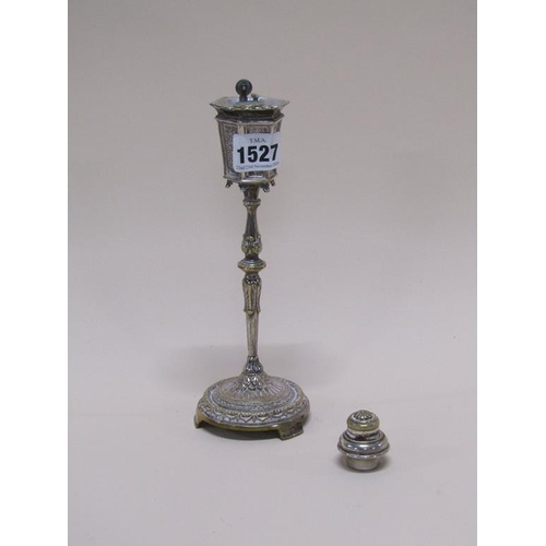 1527 - SILVER PLATED NOVELTY TABLE LIGHTER IN THE FORM OF A VICTORIAN STREET LAMP