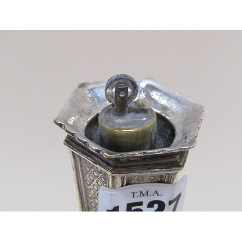 1527 - SILVER PLATED NOVELTY TABLE LIGHTER IN THE FORM OF A VICTORIAN STREET LAMP