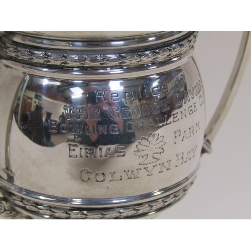 1536 - SILVER PRESENTATION BOWLS TROPHY, REPLICA OF THE GEORGE DAVIES BOWLING CHALLENGE CUP  - 9.6ozt